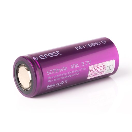 Efest Purple IMR26650 with 5000mAh, 3.7V, Li-Ion battery (High Drain)