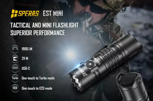 SPERAS EST Mini taktická svítilna USB-C 1900 lm 211 m
