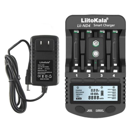 LiitoKala Lii-ND4 1,2V NiMH/Cd nabíječka baterií LCD displej Test kapacity baterií pro AA AAA a 9V baterie