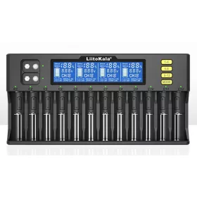  LiitoKala Lii-S12 12-slotová nabíječka baterií 18650 Pro baterie 20700 26650 21700 14500 10440 16340 1,2V 3,7V