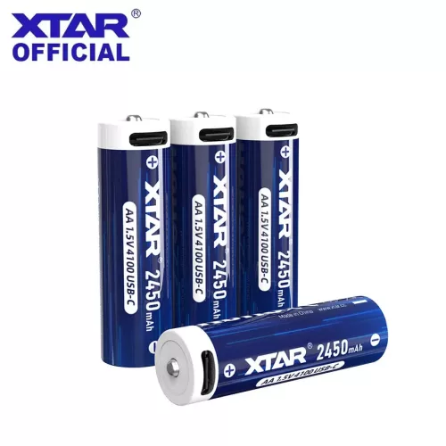 XTAR 4 ks AA 4100mWh/2450mAh USB-C dobíjecí lithium baterie