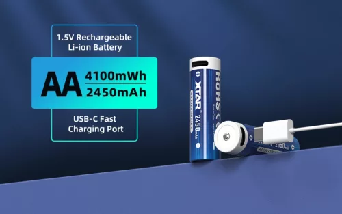 XTAR 4 ks AA 4100mWh/2450mAh USB-C dobíjecí lithium baterie