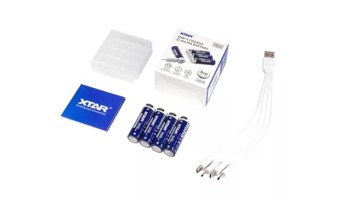 XTAR 4 ks AA 4100mWh/2450mAh USB-C dobíjecí lithium baterie