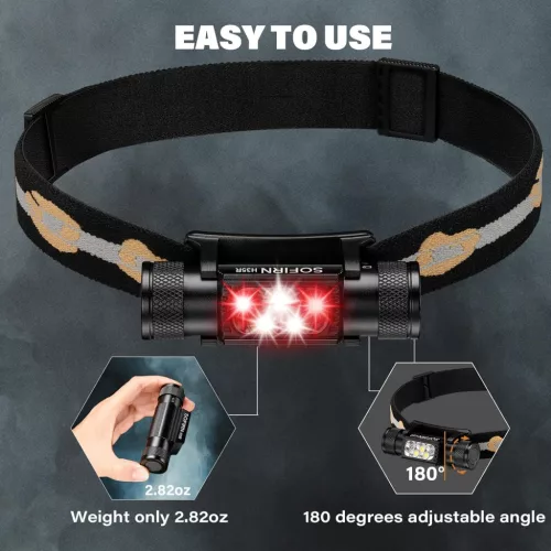 Sofirn H35R Výkonný svetlomet 2000 lumenov 3 biele LED diódy + 2 červené LED žiarovky