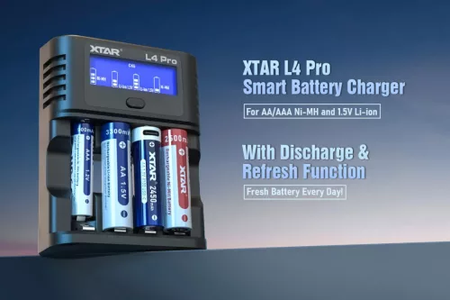  XTAR L4 Pro chytrá nabíječka pro AA/AAA 1,2V NI-MH a 1,5V lithiové baterie