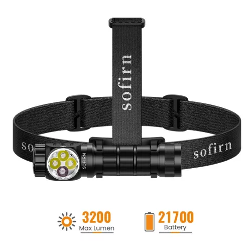 Čelovka SOFIRN HS43 3200lm s červeným světlem 660nm, USB-C dobíjecí svítilna