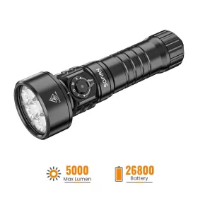  Potápěčská svítilna Sofirn SD11, 5000LM, CRI 90, dobíjecí vodotěsná svítilna s 660NM červeným světlem, 3000K-6500K, USB-C, IPX8, s 1/4" závitem, poutkem, pro podvodní fotografii, rybolov, práci ve vodě