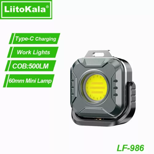 Mini pracovní světlo LiitoKala LF-986 LED+COB 500LM, nabíjení Type-C 5V1A, vestavěná baterie 1200mAh