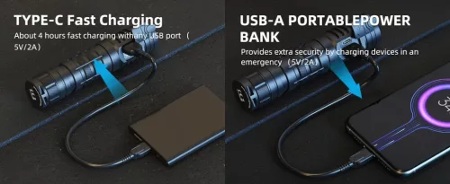 WUBEN C2 Vysoce výkonná LED svítilna, 2000 lumenů, dobíjecí, IP68 vodotěsná, 7 režimů