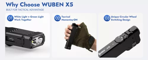 Nabíjecí svítilna WUBEN X5 – 1300 lumenů, 6 režimů svícení