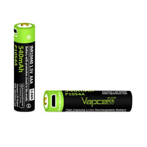 Baterie Vapcell P1054A velikosti AAA 1,5 V s kapacitou 540 mAh a nabíjecím portem 