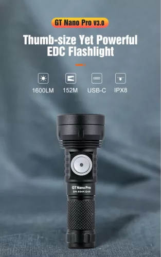 Lumintop GT NANO PRO 3.0 dobíjecí EDC svítilna na klíče – 1600 lumenů